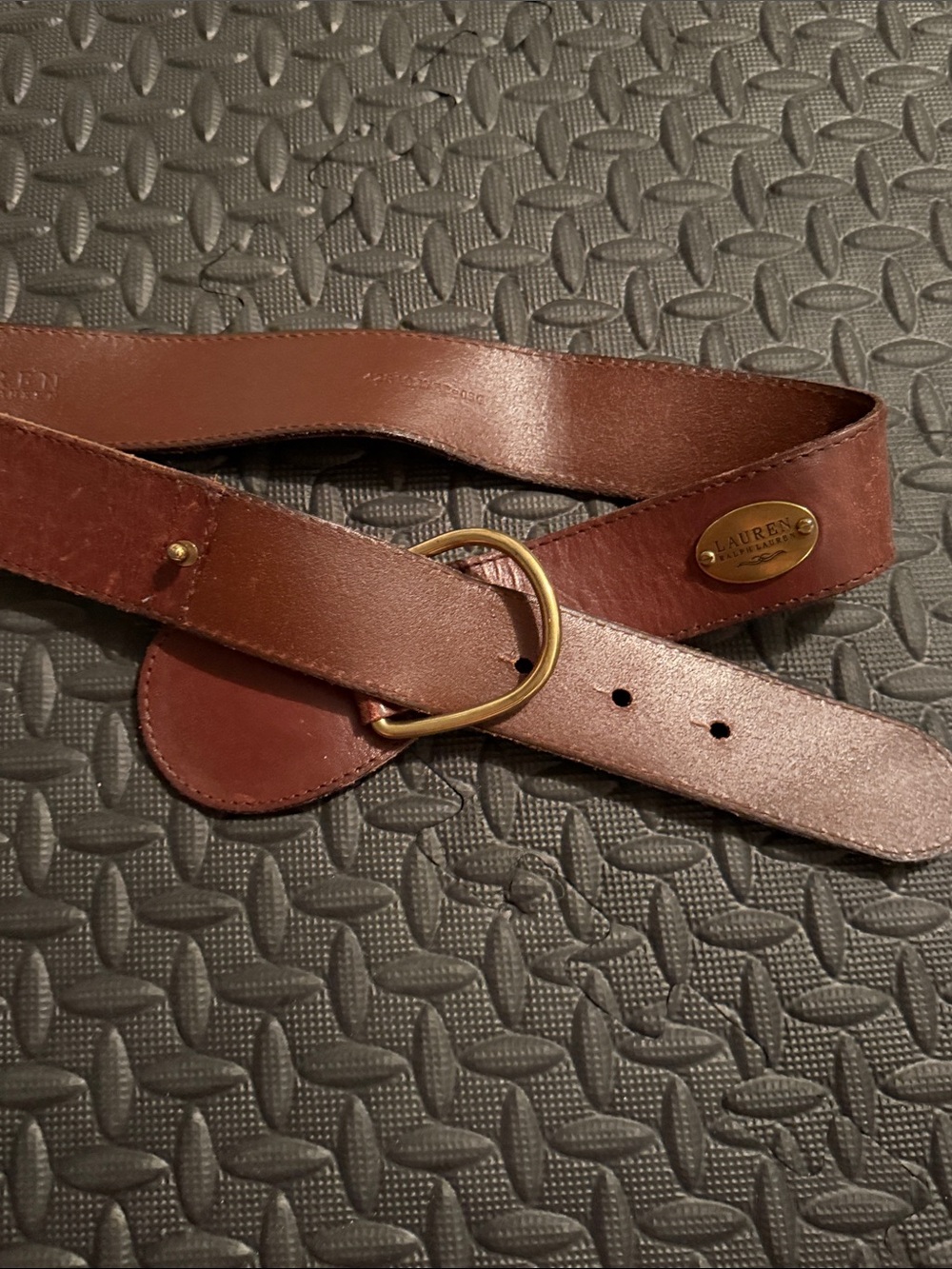 Ralph Lauren Leather Belt Strap in Dark Brown with Brass Buckle - Picture 5 of 5